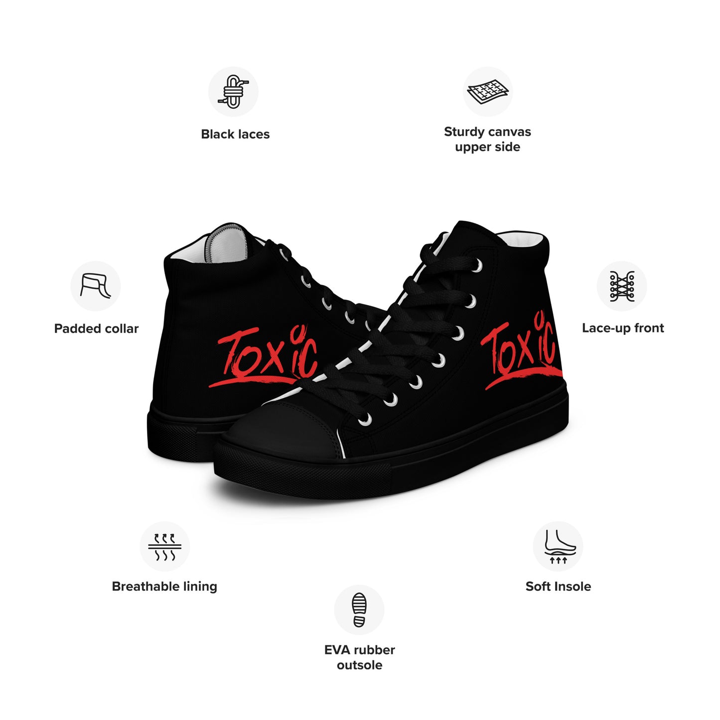 Toxic Men’s Black High-Top Sneakers