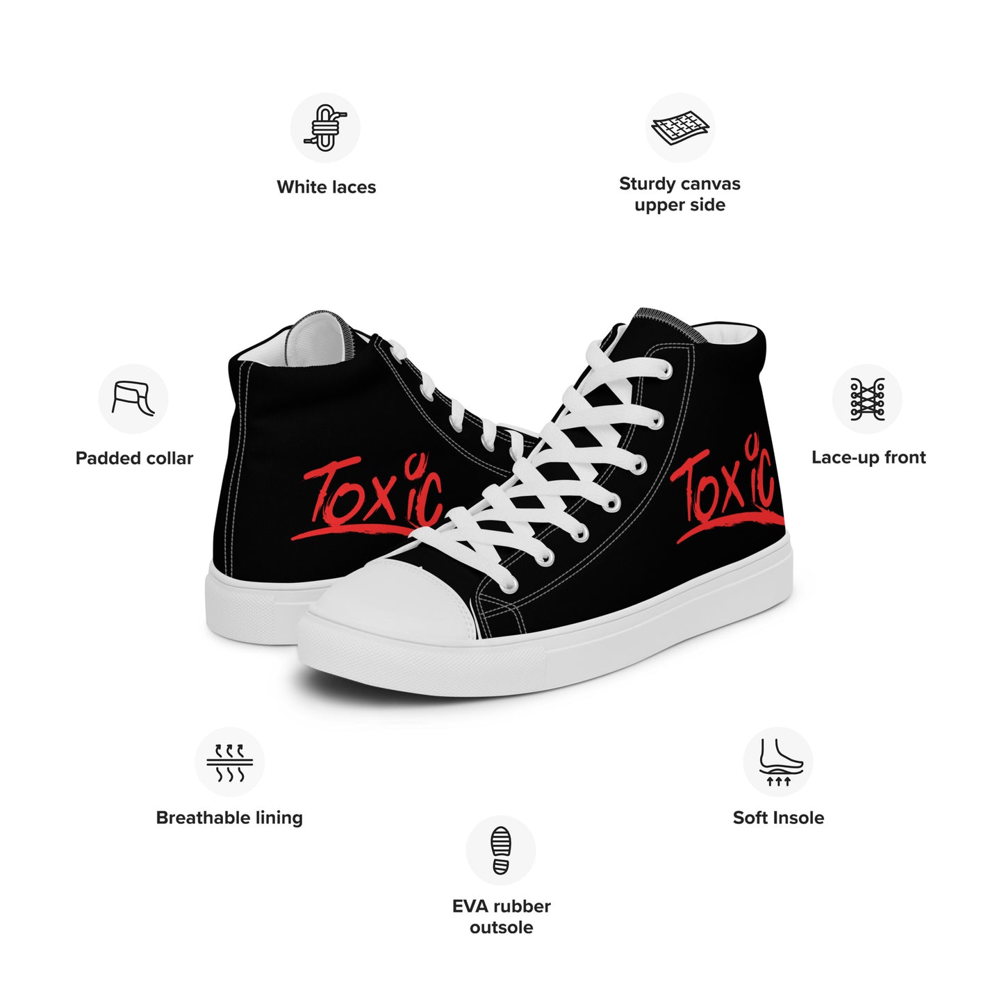 Toxic Men’s Black High-Top Sneakers